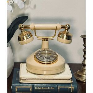 VVintage Style Rotary Phone – Cream & Gold